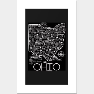 Black Map of Ohio Posters and Art